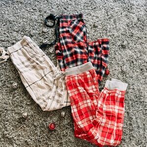 Bundle of (3) Plaid Aerie Holiday Pj Pants Sz Small